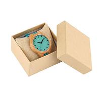 OIFMKC Wooden Watch Simple Bamboo Wood Mens Watch Minimalist Analog Hour Clock Man Leisure Blue Belt Quartz Wrist Watches for Men Reloj de Madera,Watch with Box