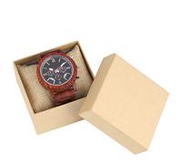 OIFMKC Wooden Watch Sport Men's Watch Chronograph Calendar Male Timepiece Quartz Movement Luxury Red Wooden Watch Case Folding Clasp,Black with Box
