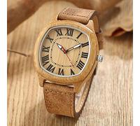 OIFMKC Wooden Watch Square Wood Quartz Watch for Men Roman Numerals Stripe Luxury Quartz Wristwatches Men Women,2