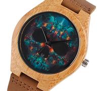 OIFMKC Wooden Watch Steampunk Rock Skull Nature Wood Watches Women Handmade Novel Simple Bamboo Casual Wristwatch Leather Relogio Feminino