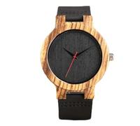 OIFMKC Wooden Watch Top Gifts Item to My Dad Design Quartz Wooden Watch for Men Father's Day Birthday Items Mens Leather Wristwatch relo- Black