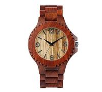 OIFMKC Wooden Watch Top Luxury Red Wooden Men's Watch Gear Design Clock Man Creative Woody Quartz Wristwatches Ultralight Watch Gifts Reloj Hombre,only Watch