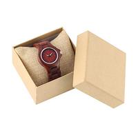 OIFMKC Wooden Watch Trendy Red Wood Lady Wooden Bangle Wrist Watch Quartz Movement Luxury Women's Watches Bracelet Clasp,with Box