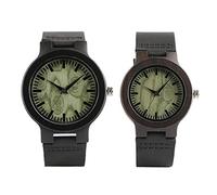 OIFMKC Wooden Watch Unique Green Round Dial Men's Watch Luxury Ebony Wood Analog Quartz Wristwatch Creative Hour Clock Valentine Gifts for Men Women-for mem