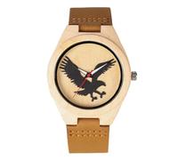 OIFMKC Wooden Watch Unique Men Watch Natural Wooden Quartz Watches 3D Flying Eagle Display Leather Wristwatches Best Gifts for Male reloj-style1
