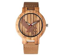 OIFMKC Wooden Watch Unique Men Watch Natural Wooden Quartz Watches 3D Flying Eagle Display Leather Wristwatches Best Gifts for Male reloj-style1