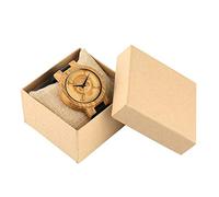 OIFMKC Wooden Watch Unique One Piece Wood Watches Men Engraved Skull Dial Pure Bamboo Wood Clock Man Quartz Analog Black Leather Band Watch-2 with Box