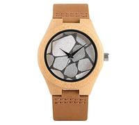 OIFMKC Wooden Watch Unique Pretty Bubble Face Wooden Watch for Women Natural Ebony Quartz Wristwatches Lady Girls Gift Female Clock,Brown Band 1