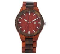 OIFMKC Wooden Watch Unique Red Sandalwood Wooden Men Watches Relogio Masculino Top Brand Luxury Complete Calendar Watch Present a Great Gift for Man- Black