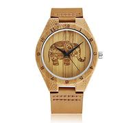 OIFMKC Wooden Watch Unique Wood Watches Male with Elephant Pattern Dial Carved Scale Wooden Quartz Wristwatch for Men Women Gift