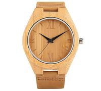 OIFMKC Wooden Watch Vintage Mens Wood Watch Minimalism Simple Handmade Carving Quartz Wooden Bamboo Women Sports Clock with Genuine Leather Top Gift