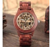 OIFMKC Wooden Watch Vintage Red Sandalwood Watch Men's Automatic Mechanical Watch Roman Number Dial Analog Men Full Wooden Band Unique Wrist Watches