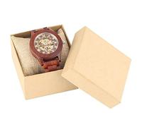 OIFMKC Wooden Watch Vintage Red Sandalwood Watch Men's Automatic Mechanical Watch Roman Number Dial Analog Men Full Wooden Band Unique Wrist Watches,Watch with Box