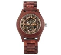 OIFMKC Wooden Watch Vintage Red Sandalwood Watch Men's Automatic Mechanical Watch Roman Number Dial Analog Men Full Wooden Band Unique Wrist Watches,only Watch