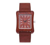OIFMKC Wooden Watch Wood Sport Watch Men Women Rectangle Case Creative Wooden Clock Bamboo Unique Design Geneva Ladies Watch Brand Luxury,red