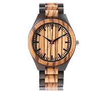OIFMKC Wooden Watch Wood Watch for Men Chocolate Brown Case Clock Pinto Style Handmade Nature Wood Quartz Wristwatch Analog Fashion Bamboo Bangle