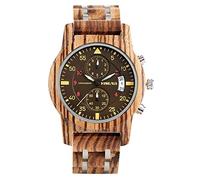OIFMKC Wooden Watch Wooden Men Watches Top Brand Luxury Stylish Timepieces Chronograph Military Quartz Watch Date Calendar Clock Relogio Masculino,Zebra Wood