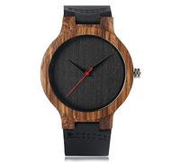 OIFMKC Wooden Watch Wooden Watches Quartz Watch Men Bamboo Modern Wristwatch Analog Nature Wood Fashion Soft Leather Creative Birthday Gifts-Black Dial