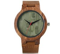 OIFMKC Wooden Watch Wooden Watches Quartz Watch Men Bamboo Modern Wristwatch Analog Nature Wood Fashion Soft Leather Creative Birthday Gifts-Green dial