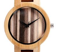 OIFMKC Wooden Watch Wooden Watches Quartz Watches Men Stripes Face Stylish Natural Luxury Bamboo Wristwatch Wood Male Female Clock Fashion Hour