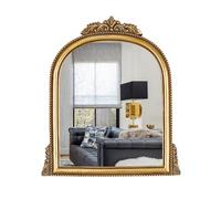 OIGUMR Gold Ornate Baroque Hanging Mirror - Arched Antique Makeup Mirror With Resin Frame, Size: 15.2X11.6 Inch