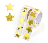 OIHCAZ 1000PCS Gold Star Stickers, 1 Inch Gold Metallic Foil Star Shape Paper Labels 2 Rolls Reward Sticker for DIY Crafts Teachers Parents Packaging Seals Crafts Wedding Favor Tag Labels