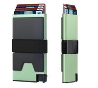 OIHCAZ Card Holder, Metal Card Holder RFID Blocking Pop Up Card Wallet Minimalist Wallet for Men Women Contactless Credit Card Protector & Blocker(Green, Large Capacity)