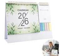 OIHCAZ Desk Calendar 2026, Standing Flip Desk Calendar Academic Monthly Planner with Blank Note Paper and Self-Adhesive Coloured Stickers, Perfect for Work, Study and Gifts (Green, 25.6 x 19.5cm)