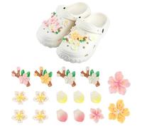 OIHCAZ Flower Shoe Charms for Crocs, 16pcs Cherry Blossom Charms Accessories for Croc, Sakura Shoes Charms Decoration Gift for Women