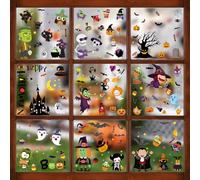 OIHCAZ Halloween Window Stickers, 9 Sheets 173PCS Removable Electrostatic Window Clings Double Sided Crazy Spooky Window Decals for Party Home Yard Halloween Decorations