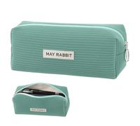 OIHCAZ Pencil Case, Corduroy Pencil Case Pen Pouch Portable Stationery Pencil Bag Makeup Bag Stationery Pouch for Girls Women Teenage (Green)