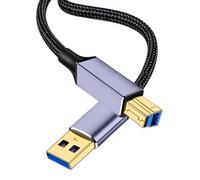 OIHCAZ Printer Cable with Dual Magnet Ring 4.9FT/1.5M, Printer Cable to USB 3.0 5Gbps Faster Printing Anti-interference Compatible with Canon HP Lexmark Samsung Dell Xerox