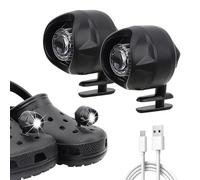 OIHCAZ Rechargeable Shoe Lights for Croc Charms, 2PCS Waterproof Shoe Headlights for Crocs & Clog Shoes with 3 Light Modes for Camping Running Dog Walking at Night Croc Accessories Black