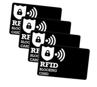 OIHCAZ RFID Blocking Card 4PCS, Credit Card Protector Anti-Theft RFID/NFC Contactless Blocking Cards Effective Protect Debit ID Cards Passport, Full Wallet Protection (Black)