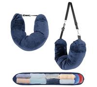 OIHCAZ Stuffable Travel Pillow, Fillable Neck Pillow for Travel with Adjustable Straps, Portable Soft Airplane Pillows Stuffable with Clothes for Essentials Extra Luggage, Travel Essentials (Blue)