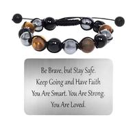 OIHCAZ Triple Protection Bracelets, Hematite Tigers Eye Obsidian Bracelet for Men Boys Personalised Handmade Natural Stone Crystal Healing Protection Bracelets(Birthday Christmas Anniversary)