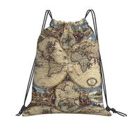 oihgnbm Ancient Map World Globe Casual Drawstring Backpack, Lightweight Outdoor Portable Bag for Everyday Use - Trendy Travel