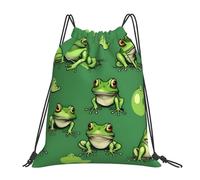 oihgnbm Funny Green Frogs Casual Drawstring Backpack, Lightweight Outdoor Portable Bag for Everyday Use - Trendy Travel