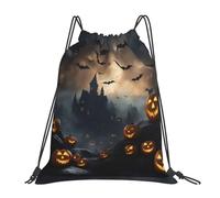 oihgnbm Halloween Flying Bats 3 Casual Drawstring Backpack, Lightweight Outdoor Portable Bag for Everyday Use - Trendy Travel