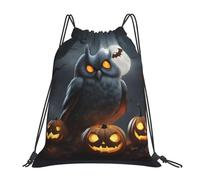 oihgnbm Halloween Owl Ghost Pumpkin Casual Drawstring Backpack, Lightweight Outdoor Portable Bag for Everyday Use - Trendy Travel