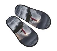 oihgnbm Lighthouse In Storm print Plush home indoor slippers, warm and comfortable, fit for cold weather