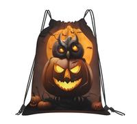 oihgnbm Owl Pumpkin Happy Halloween 1 Casual Drawstring Backpack, Lightweight Outdoor Portable Bag for Everyday Use - Trendy Travel