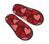 oihgnbm Red Hearts print Plush home indoor slippers, warm and comfortable, fit for cold weather