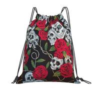 oihgnbm Rose skull eyes Casual Drawstring Backpack, Lightweight Outdoor Portable Bag for Everyday Use - Trendy Travel
