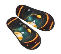 oihgnbm Solar System Jupiter Saturn print Plush home indoor slippers, warm and comfortable, fit for cold weather