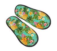 oihgnbm Tropical Fruit Pineapple print Plush home indoor slippers, warm and comfortable, fit for cold weather