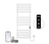 OihPaw Towel Rail Radiator,1300x550 mm WiFi Towel Warmer Rail for Bathroom,526W Wall Mounted electric towel rail with thermostat and LED Indicator,White Right Electric Heated Towel Rail