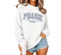 Oiiaayy Womens Christian Jesus Sweatshirts Praise the Lord Bible Verse Hoodie Faith Religous God Graphic Long Sleeve Shirts