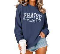 Oiiaayy Womens Christian Jesus Sweatshirts Praise the Lord Bible Verse Hoodie Faith Religous God Graphic Long Sleeve Shirts