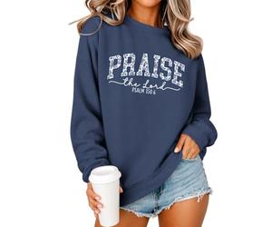 Oiiaayy Womens Christian Jesus Sweatshirts Praise the Lord Bible Verse Hoodie Faith Religous God Graphic Long Sleeve Shirts